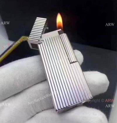 Replica Dunhill Vertical stripes Lighter All Silver
